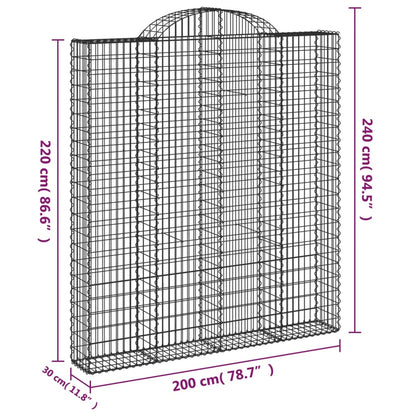 vidaXL Arched Gabion Baskets 4 pcs 200x30x220/240 cm Galvanised Iron