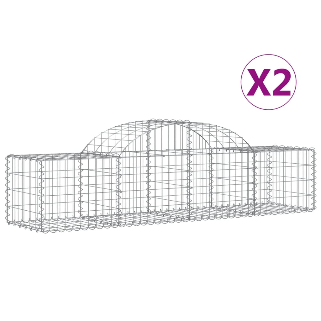 vidaXL Arched Gabion Baskets 2 pcs 200x50x40/60 cm Galvanised Iron