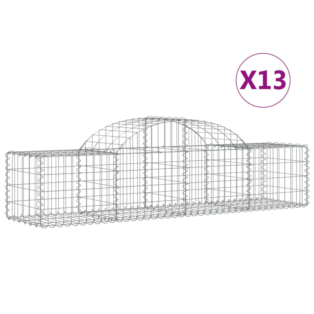 vidaXL Arched Gabion Baskets 13 pcs 200x50x40/60 cm Galvanised Iron