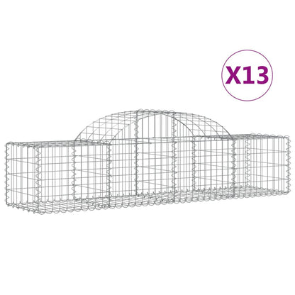 vidaXL Arched Gabion Baskets 13 pcs 200x50x40/60 cm Galvanised Iron
