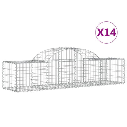 vidaXL Arched Gabion Baskets 14 pcs 200x50x40/60 cm Galvanised Iron