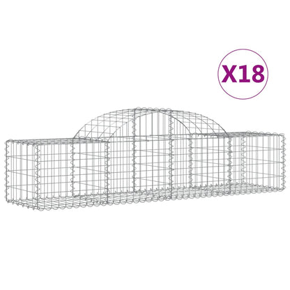 vidaXL Arched Gabion Baskets 18 pcs 200x50x40/60 cm Galvanised Iron