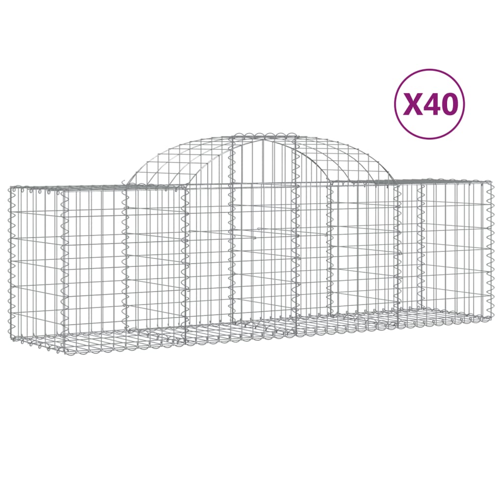 vidaXL Arched Gabion Baskets 40 pcs 200x50x60/80 cm Galvanised Iron