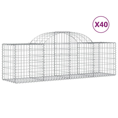 vidaXL Arched Gabion Baskets 40 pcs 200x50x60/80 cm Galvanised Iron