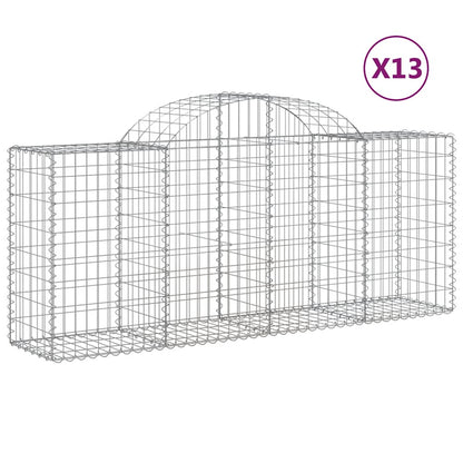 vidaXL Arched Gabion Baskets 13 pcs 200x50x80/100 cm Galvanised Iron