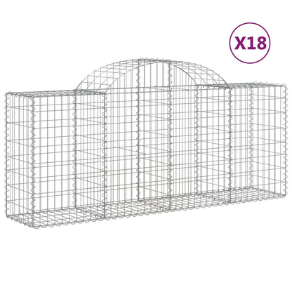 vidaXL Arched Gabion Baskets 18 pcs 200x50x80/100 cm Galvanised Iron