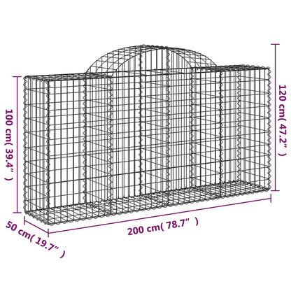 vidaXL Arched Gabion Baskets 40 pcs 200x50x100/120 cm Galvanised Iron