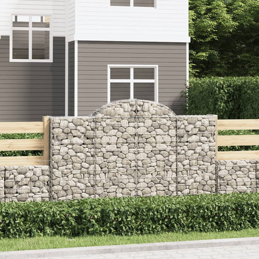 vidaXL Arched Gabion Baskets 15 pcs 200x50x120/140 cm Galvanised Iron