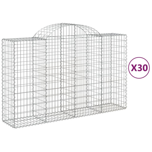vidaXL Arched Gabion Baskets 30 pcs 200x50x120/140 cm Galvanised Iron
