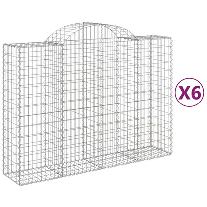 vidaXL Arched Gabion Baskets 6 pcs 200x50x140/160 cm Galvanised Iron
