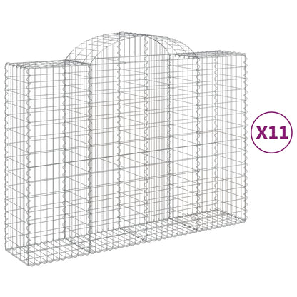 vidaXL Arched Gabion Baskets 11 pcs 200x50x140/160 cm Galvanised Iron