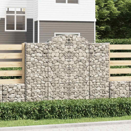 vidaXL Arched Gabion Baskets 15 pcs 200x50x160/180 cm Galvanised Iron