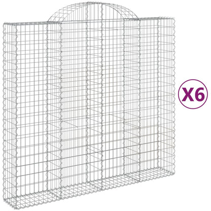 vidaXL Arched Gabion Baskets 6 pcs 200x50x180/200 cm Galvanised Iron