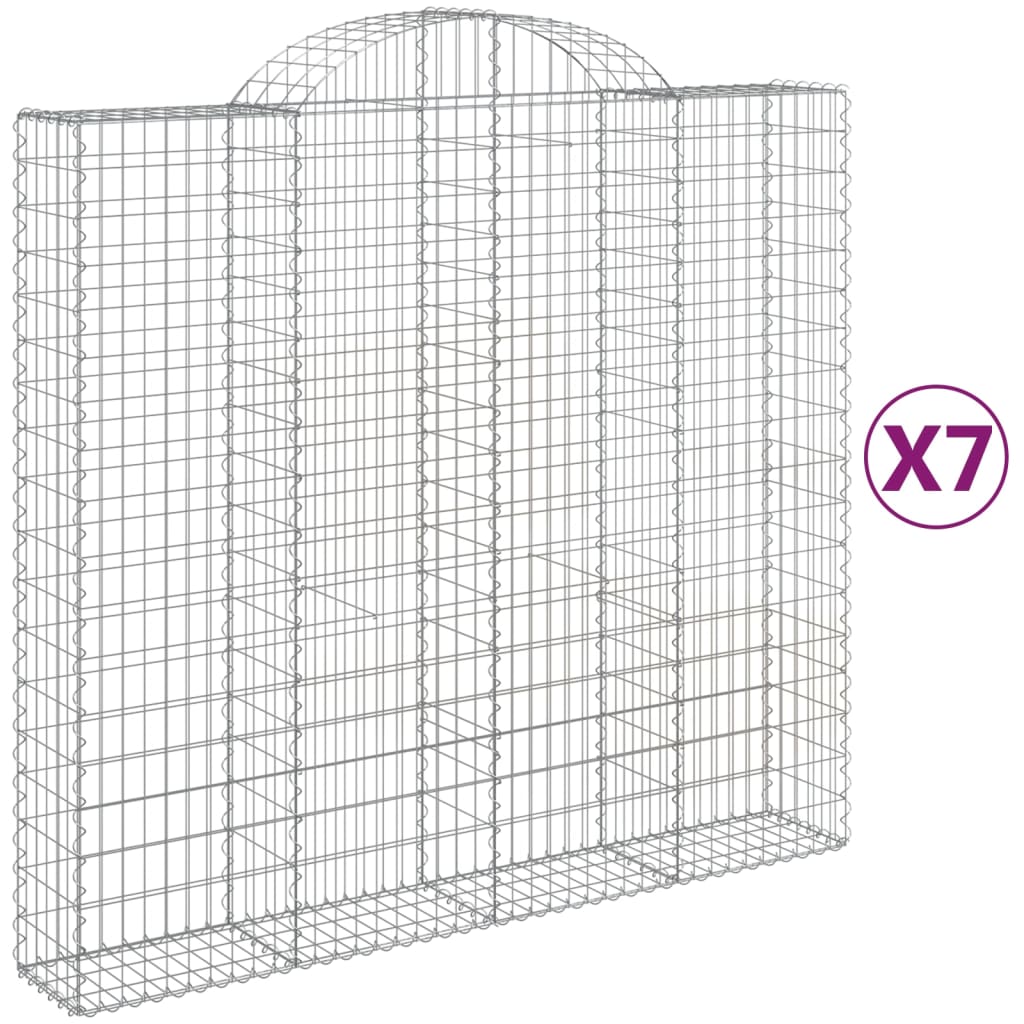 vidaXL Arched Gabion Baskets 7 pcs 200x50x180/200 cm Galvanised Iron