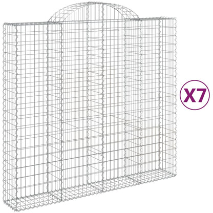 vidaXL Arched Gabion Baskets 7 pcs 200x50x180/200 cm Galvanised Iron