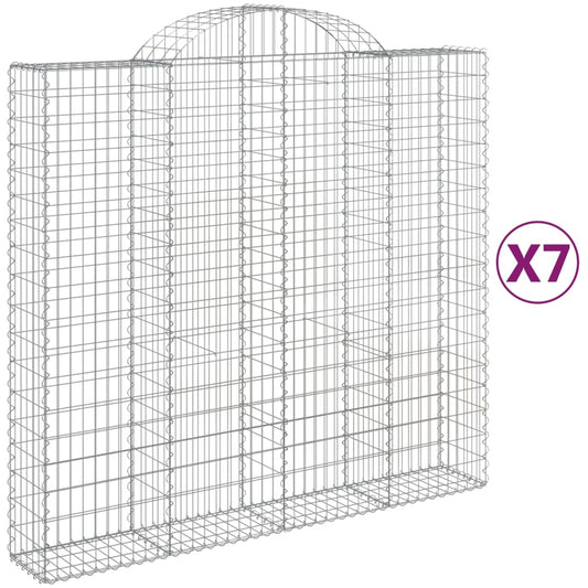 vidaXL Arched Gabion Baskets 7 pcs 200x50x180/200 cm Galvanised Iron