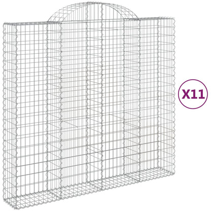 vidaXL Arched Gabion Baskets 11 pcs 200x50x180/200 cm Galvanised Iron