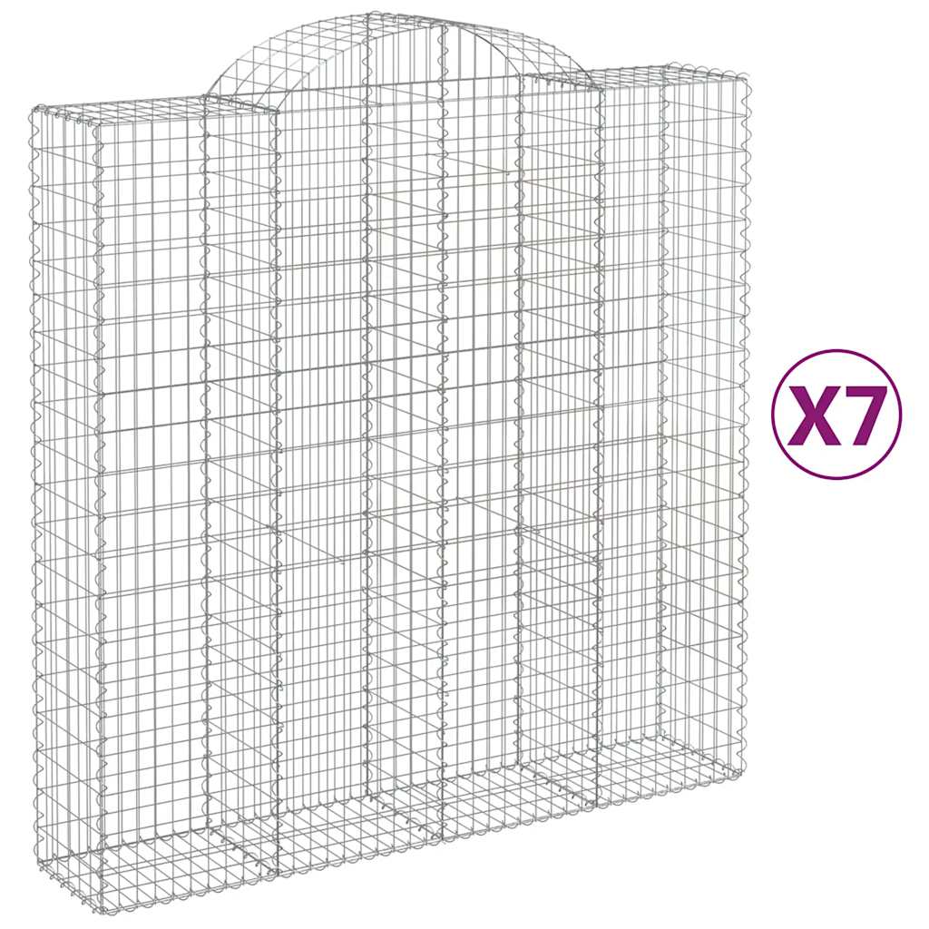 vidaXL Arched Gabion Baskets 7 pcs 200x50x200/220 cm Galvanised Iron