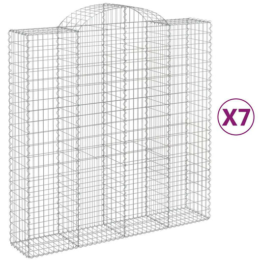 vidaXL Arched Gabion Baskets 7 pcs 200x50x200/220 cm Galvanised Iron