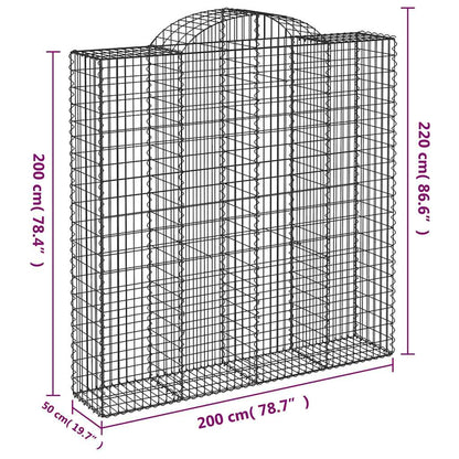vidaXL Arched Gabion Baskets 9 pcs 200x50x200/220 cm Galvanised Iron