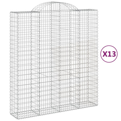 vidaXL Arched Gabion Baskets 13 pcs 200x50x220/240 cm Galvanised Iron