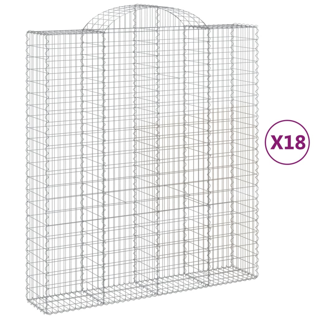 vidaXL Arched Gabion Baskets 18 pcs 200x50x220/240 cm Galvanised Iron