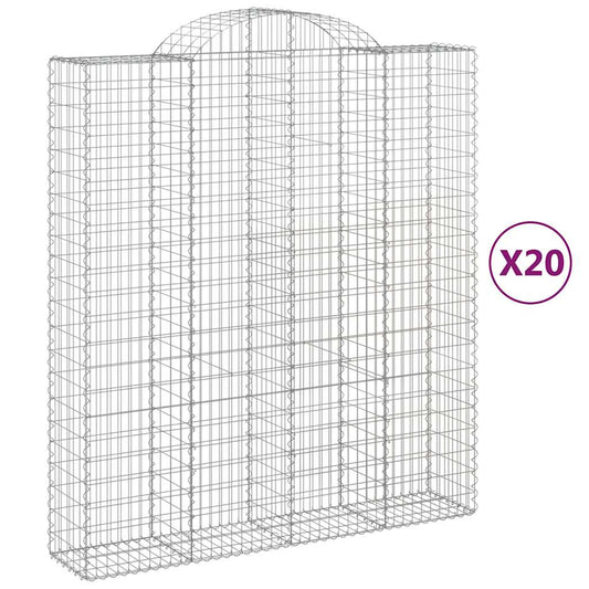 vidaXL Arched Gabion Baskets 20 pcs 200x50x220/240 cm Galvanised Iron