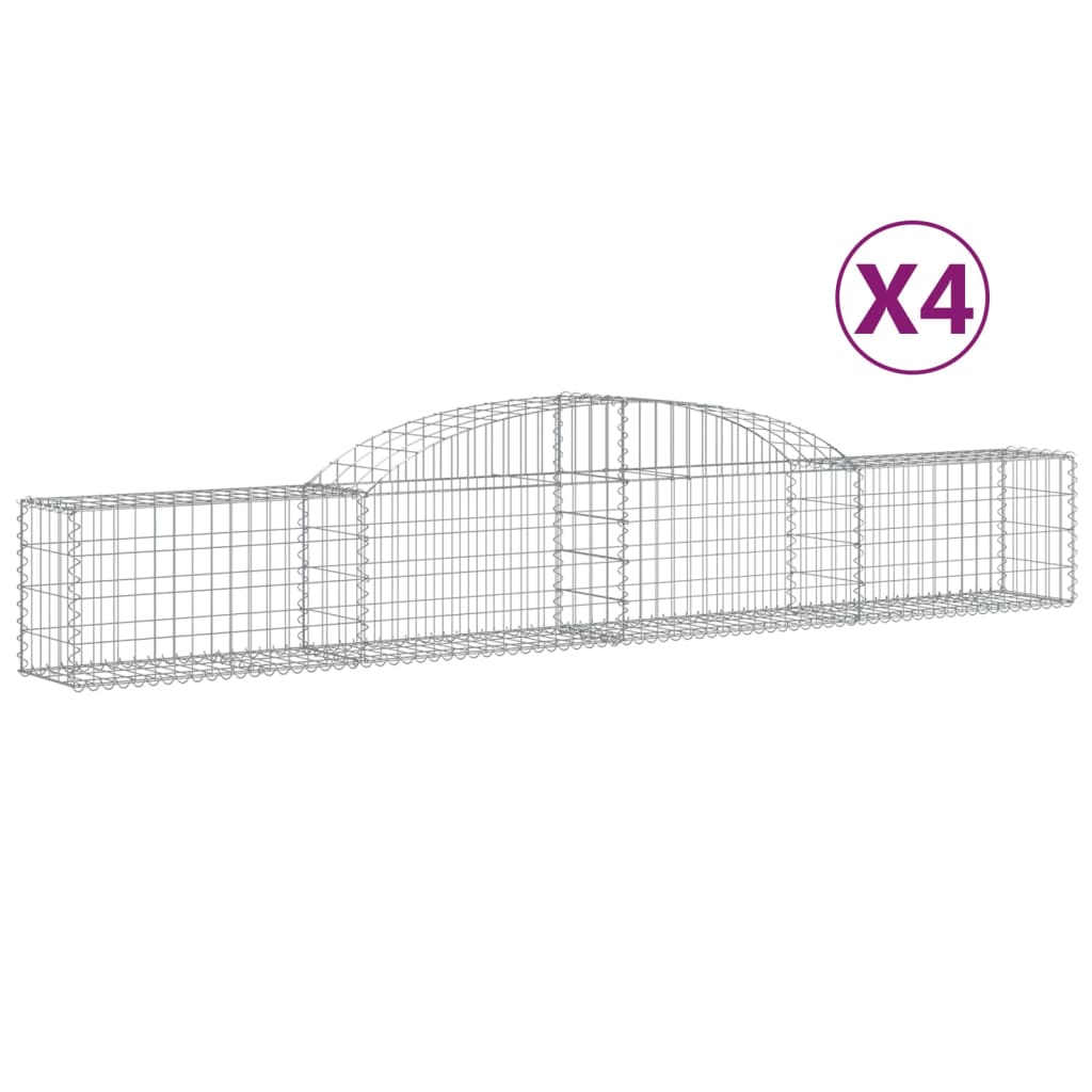 vidaXL Arched Gabion Baskets 4 pcs 300x30x40/60 cm Galvanised Iron