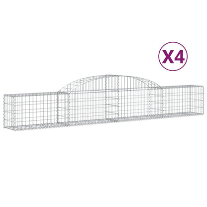 vidaXL Arched Gabion Baskets 4 pcs 300x30x40/60 cm Galvanised Iron