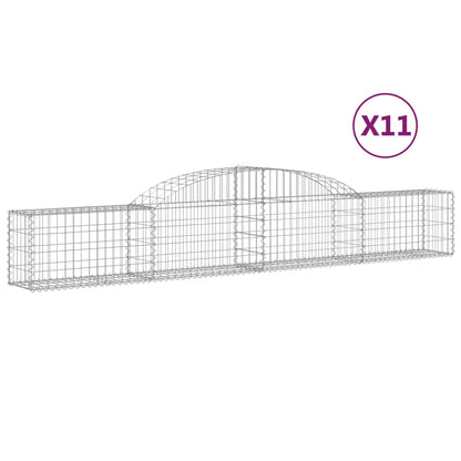 vidaXL Arched Gabion Baskets 11 pcs 300x30x40/60 cm Galvanised Iron