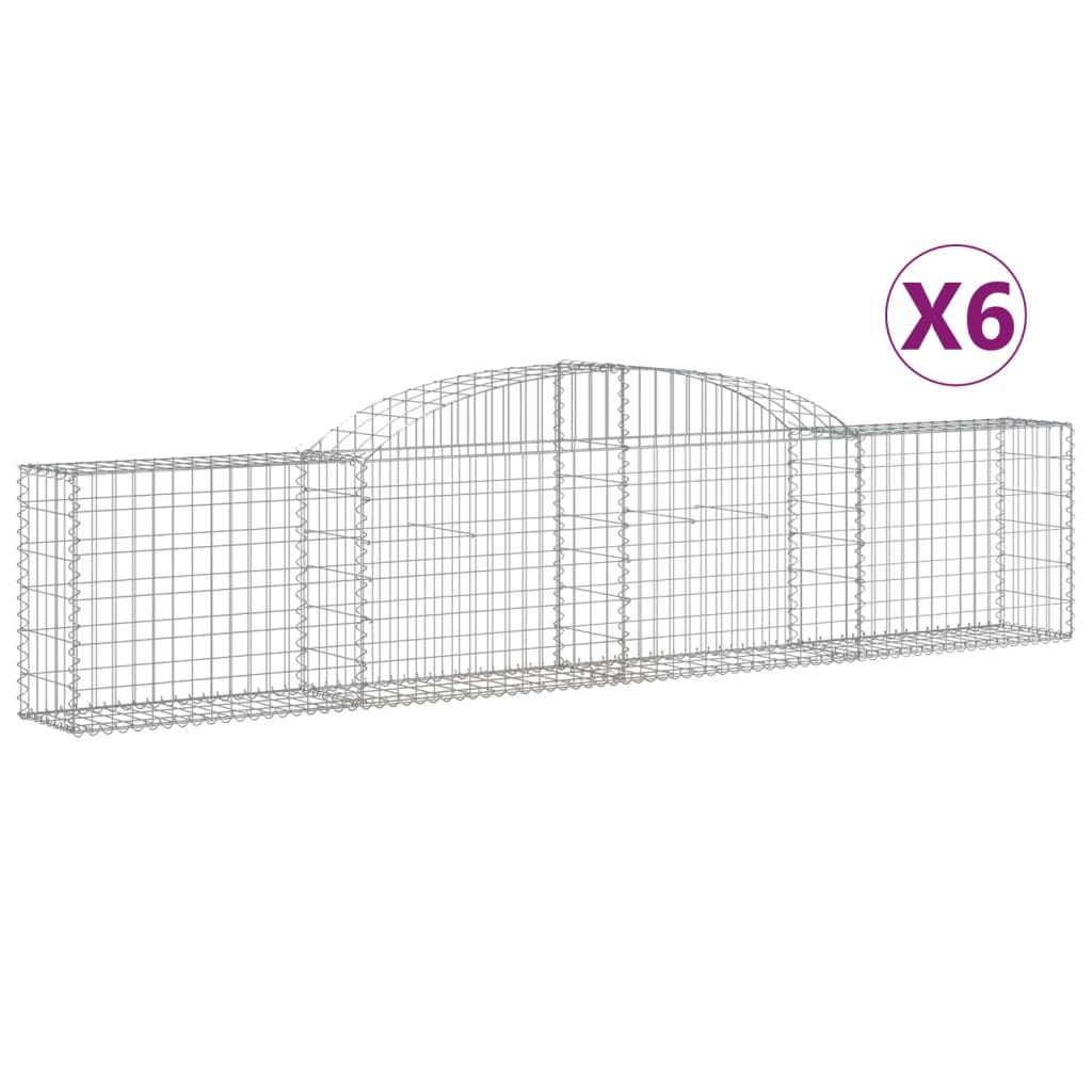 vidaXL Arched Gabion Baskets 6 pcs 300x30x60/80 cm Galvanised Iron