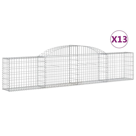 vidaXL Arched Gabion Baskets 13 pcs 300x30x60/80 cm Galvanised Iron