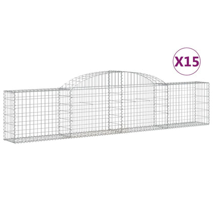 vidaXL Arched Gabion Baskets 15 pcs 300x30x60/80 cm Galvanised Iron