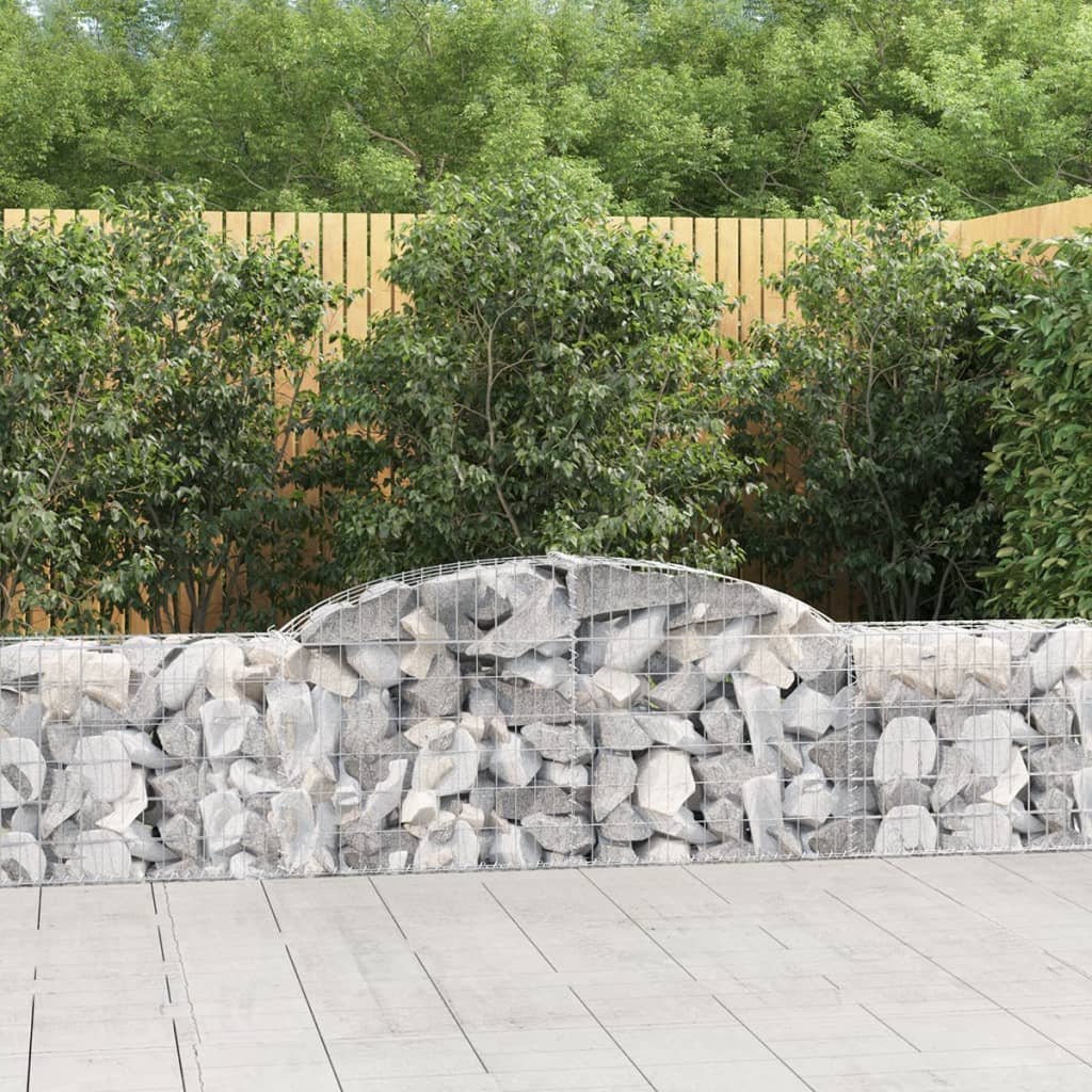 vidaXL Arched Gabion Baskets 25 pcs 300x30x60/80 cm Galvanised Iron