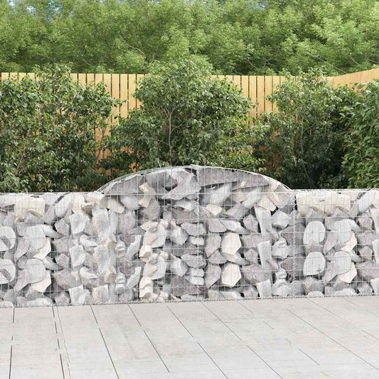 vidaXL Arched Gabion Baskets 5 pcs 300x30x80/100 cm Galvanised Iron