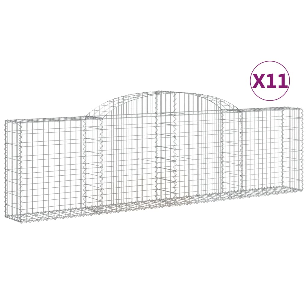 vidaXL Arched Gabion Baskets 11 pcs 300x30x80/100 cm Galvanised Iron