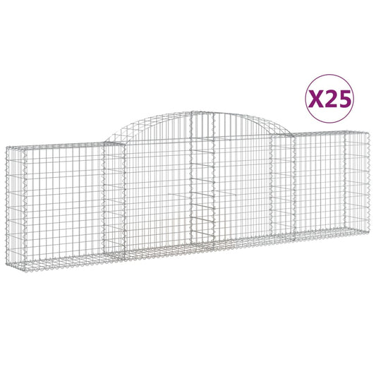 vidaXL Arched Gabion Baskets 25 pcs 300x30x80/100 cm Galvanised Iron