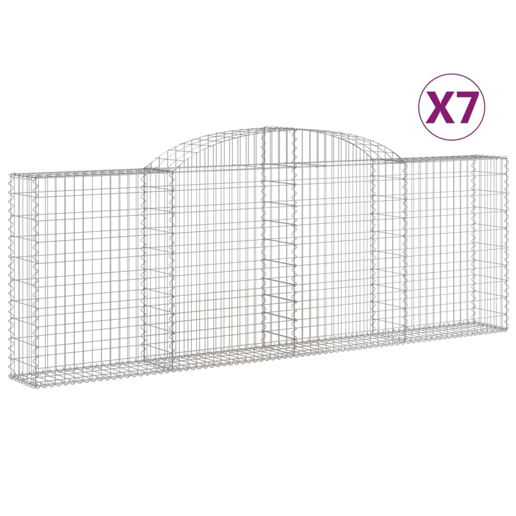 vidaXL Arched Gabion Baskets 7 pcs 300x30x100/120 cm Galvanised Iron