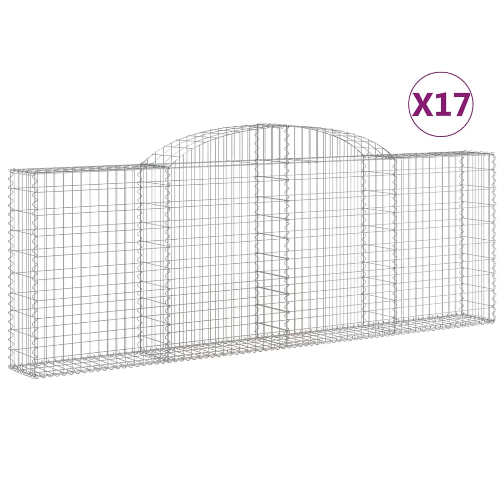 vidaXL Arched Gabion Baskets 17 pcs 300x30x100/120 cm Galvanised Iron