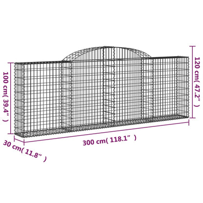 vidaXL Arched Gabion Baskets 17 pcs 300x30x100/120 cm Galvanised Iron