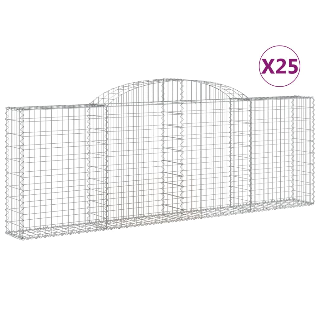 vidaXL Arched Gabion Baskets 25 pcs 300x30x100/120 cm Galvanised Iron