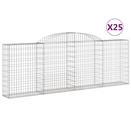 vidaXL Arched Gabion Baskets 25 pcs 300x30x100/120 cm Galvanised Iron