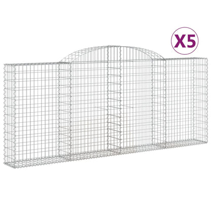 vidaXL Arched Gabion Baskets 5 pcs 300x30x120/140 cm Galvanised Iron