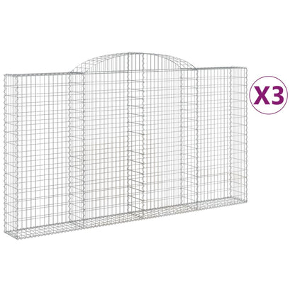 vidaXL Arched Gabion Baskets 3 pcs 300x30x160/180 cm Galvanised Iron