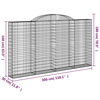 vidaXL Arched Gabion Baskets 4 pcs 300x30x160/180 cm Galvanised Iron
