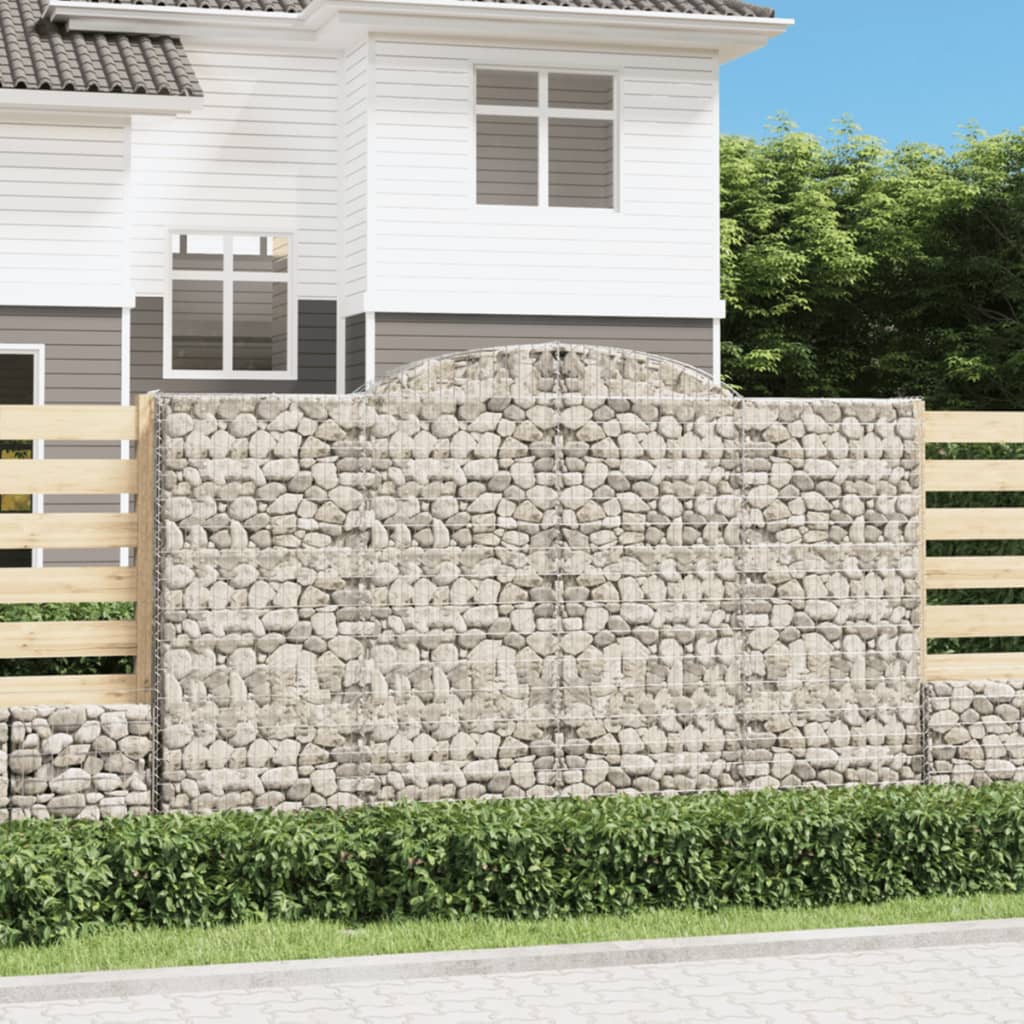 vidaXL Arched Gabion Baskets 2 pcs 300x30x180/200 cm Galvanised Iron