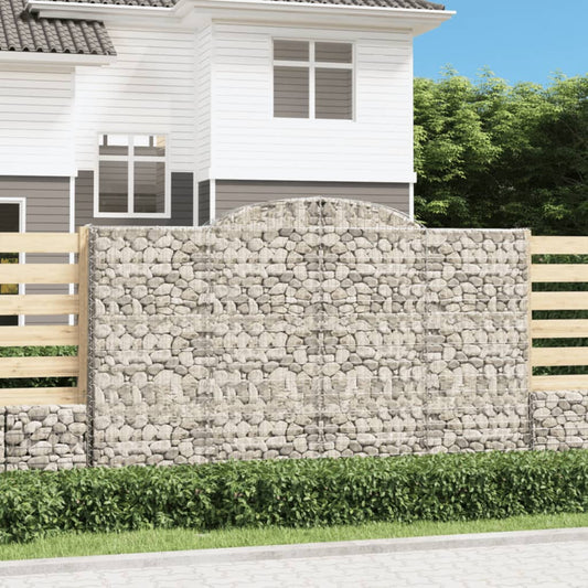 vidaXL Arched Gabion Baskets 2 pcs 300x30x180/200 cm Galvanised Iron