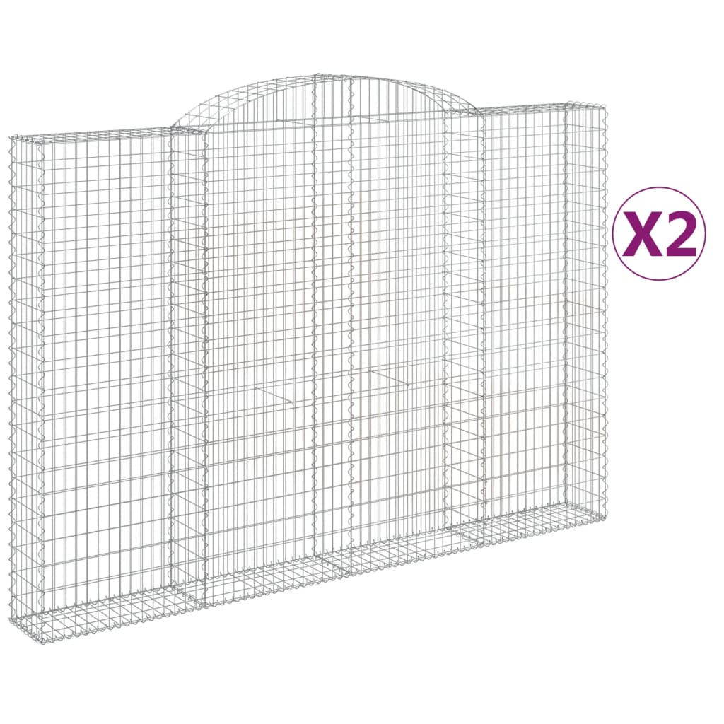 vidaXL Arched Gabion Baskets 2 pcs 300x30x200/220 cm Galvanised Iron