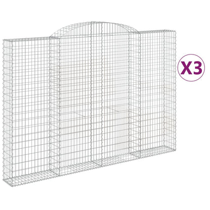 vidaXL Arched Gabion Baskets 3 pcs 300x30x200/220 cm Galvanised Iron