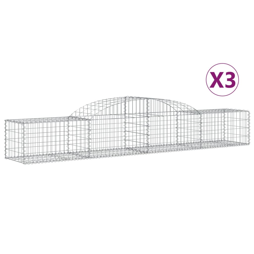 vidaXL Arched Gabion Baskets 3 pcs 300x50x40/60 cm Galvanised Iron